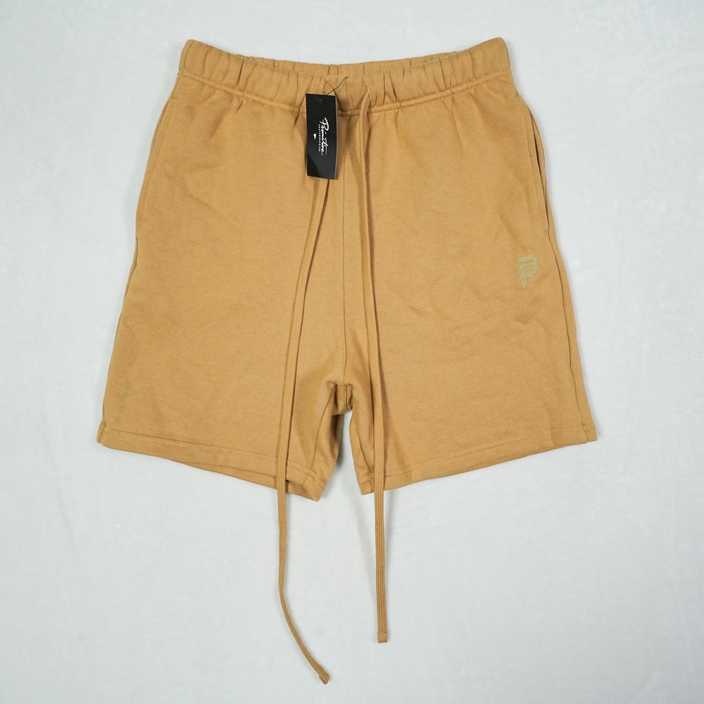 Primitive Skateboarding Mens Small Fleece Shorts Mustard Tan‎ Drawstring New